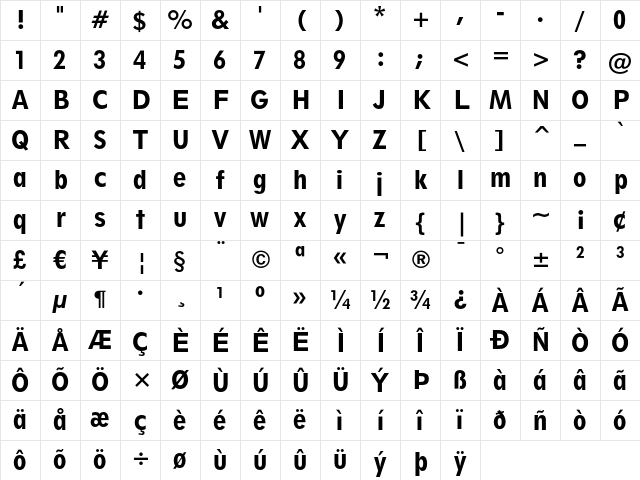 Geometric 212 Heavy Condensed Character Map