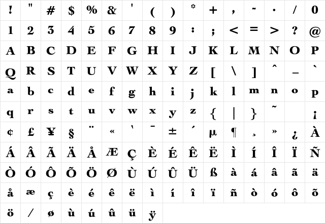 Geronimo Regular Character Map