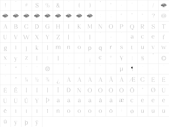 Gestiva DEMO VERSION Regular Character Map