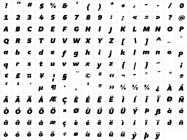 Giacomo MD Black Italic Character Map