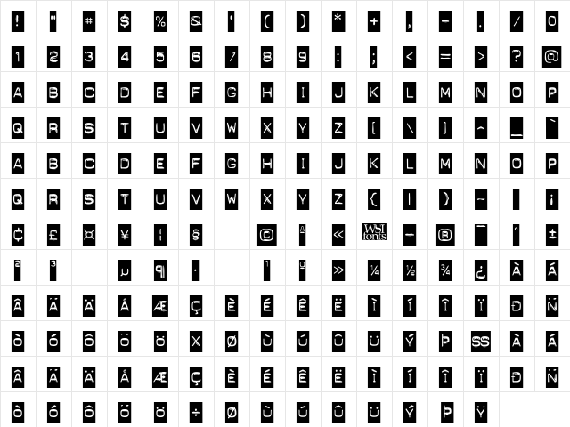 Blackout Regular Character Map