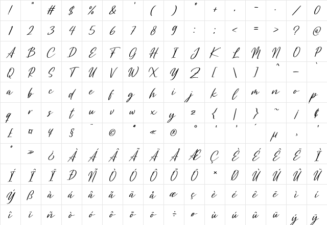 Gillimore Regular Character Map