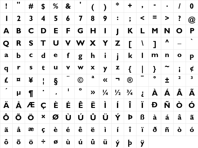 Gill Sans Bold Character Map Gill Sans Bold Character Map