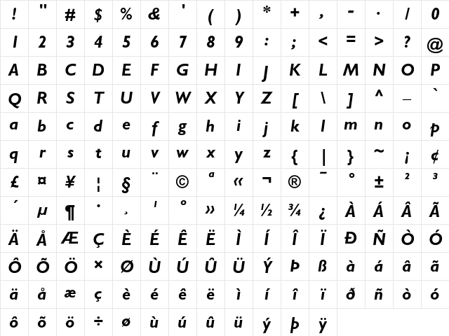 Gill Sans Bold Italic Character Map