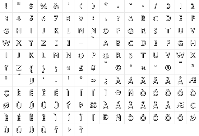 Gill Sans Shadowed Character Map