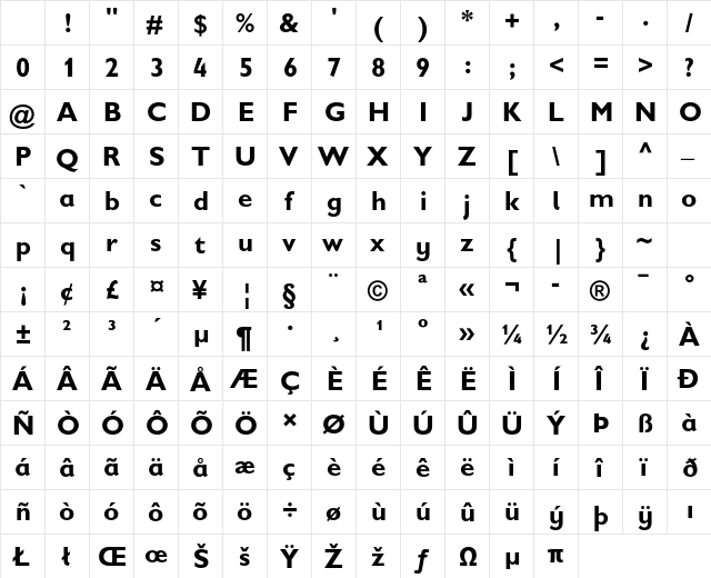 Gill Sans Infant Std Bold Character Map Gill Sans Infant Std Bold Character Map