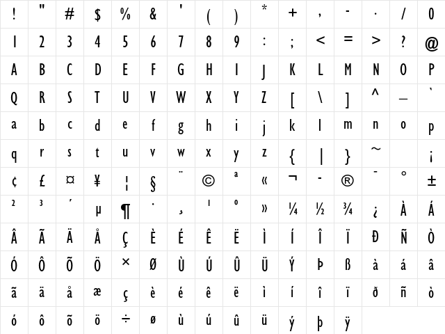 Gill Sans Std Condensed Character Map Gill Sans Std Condensed Character Map