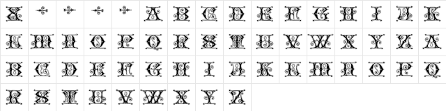 Gingerbread Initials Regular Character Map