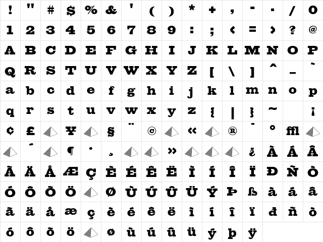 Giza FiveSeven Character Map