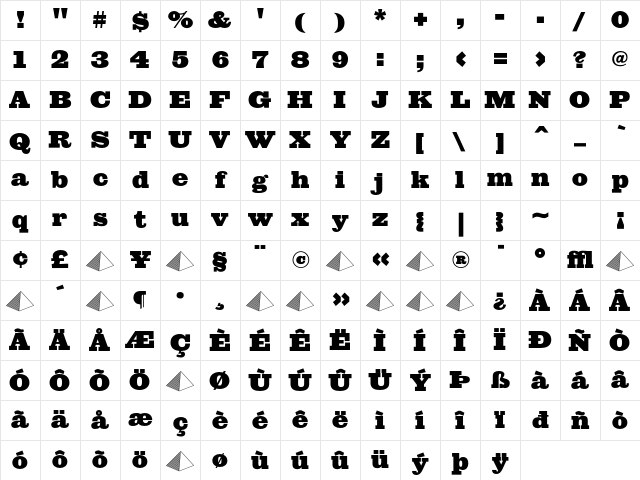 Giza SevenSeven Character Map