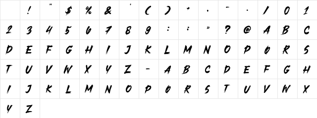 Gloomy Things Regular Character Map Gloomy Things Regular Character Map