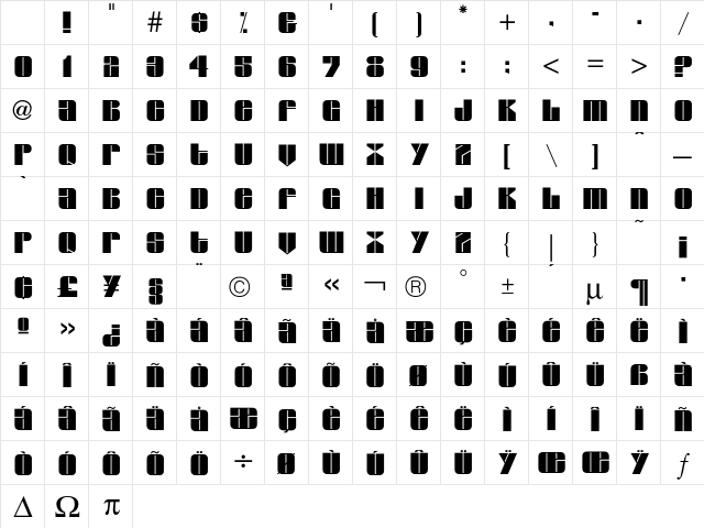 Glyphic Series Character Map Glyphic Series Character Map