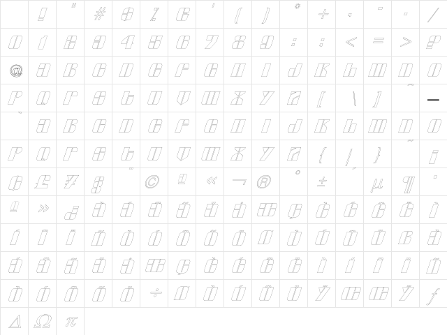 Glyphic SeriesOutlineItalic Character Map Glyphic SeriesOutlineItalic Character Map