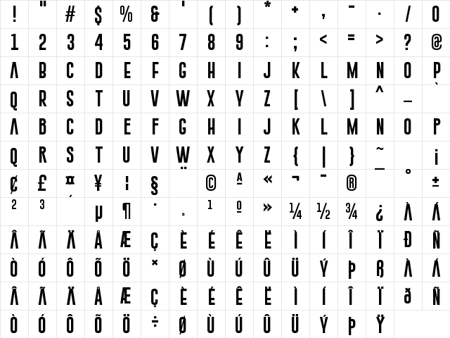 Gobold Extra1 Regular Character Map