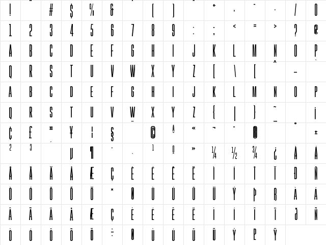 Gobold High Regular Character Map