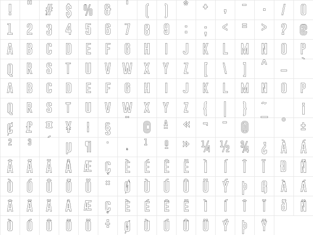 Gobold Hollow Regular Character Map