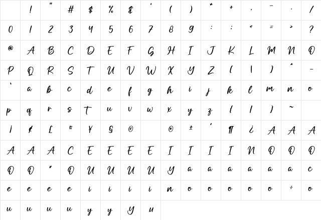 Golden Moment Regular Character Map Golden Moment Regular Character Map