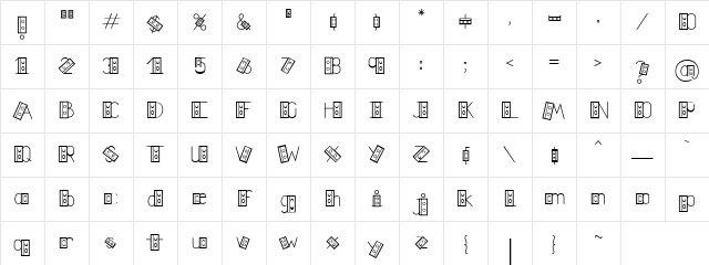LD VideoTape Regular Character Map LD VideoTape Regular Character Map