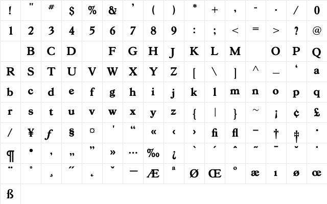 GoudY38ExtraBold Regular Character Map