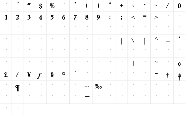 GoudY38ExtraBoldTab Regular Character Map