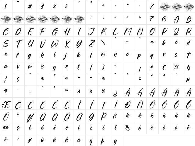 Gouthals Palmetto DEMO VERSION Regular Character Map