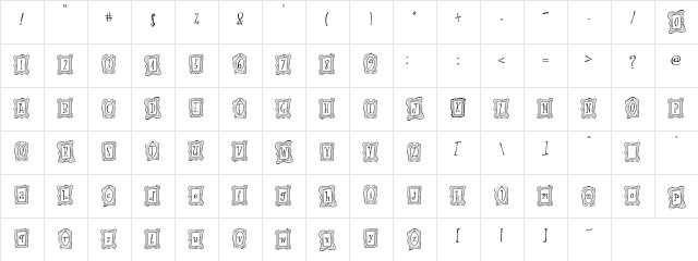 LDJ Antique Frames Regular Character Map