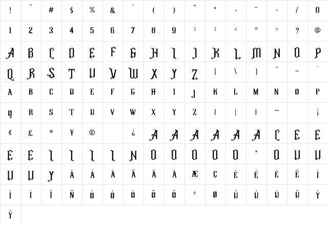 Graphite Regular Character Map Graphite Regular Character Map