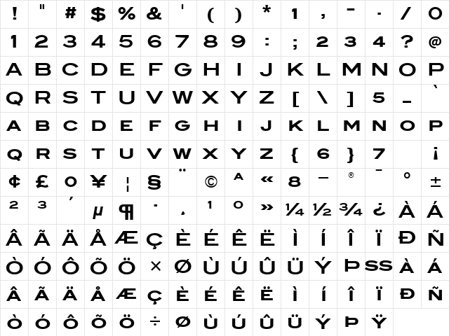 BlairITC TT Bold Character Map