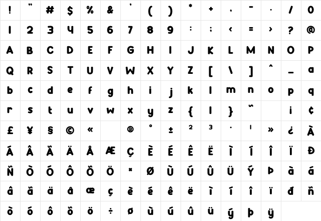 Green Delight Regular Character Map