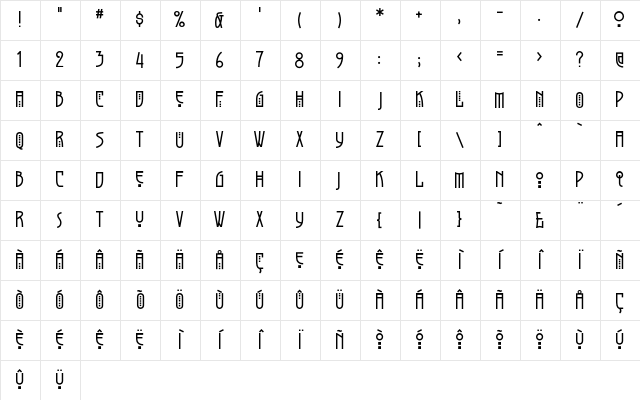 Greyhound Regular Character Map