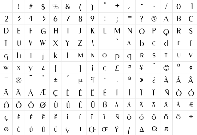 Greyhound Regular Character Map Greyhound Regular Character Map