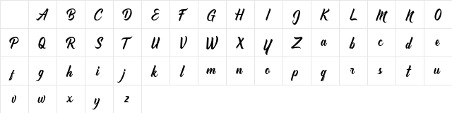 Griseldya Regular Character Map Griseldya Regular Character Map