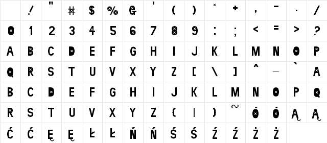 LDR HAET Regular Character Map LDR HAET Regular Character Map