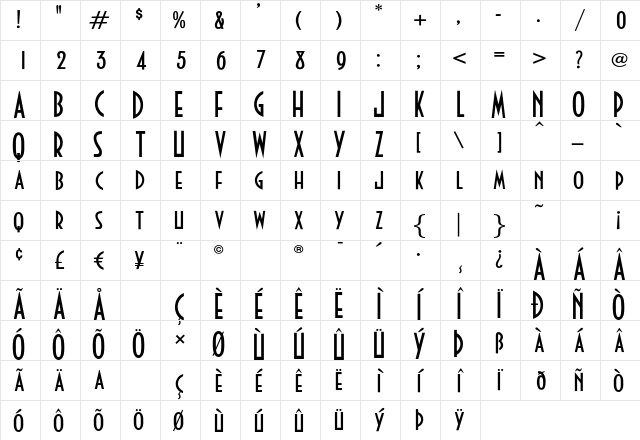 GuestCheck Regular Character Map GuestCheck Regular Character Map