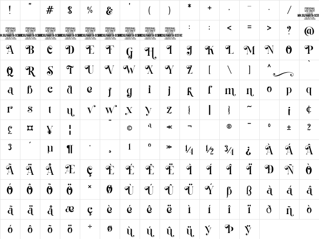 Habita Scenic PERSONAL USE Regular Character Map