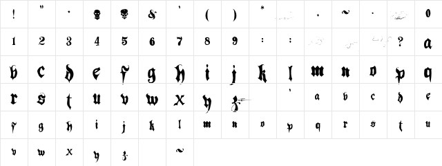 Hacjiuza Regular Character Map