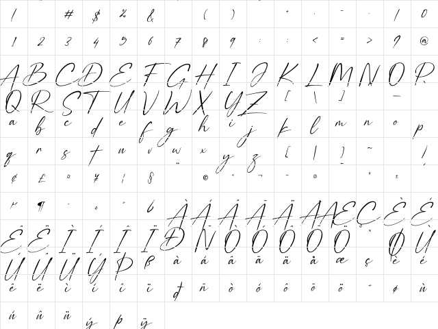 Halfmoon Regular Character Map