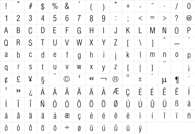 Hallmarke CondLight Character Map
