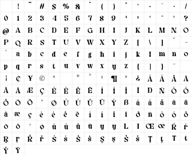 Hallo Almond Regular Character Map