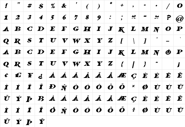 Halloween Horrors 2023 Italic Character Map