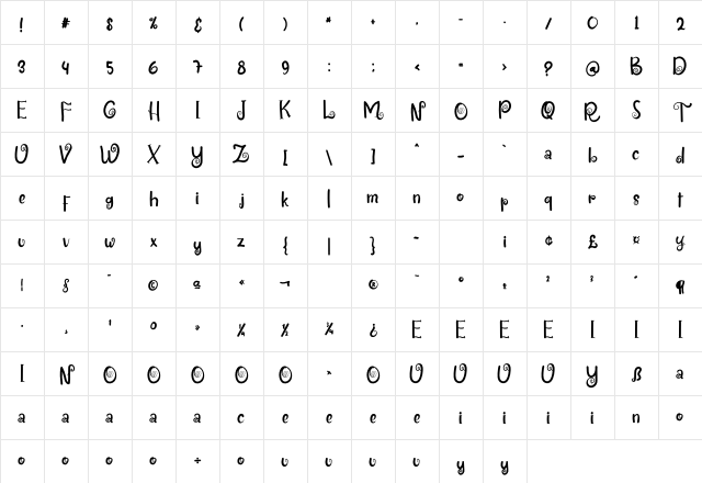 Hallowiins Regular Character Map