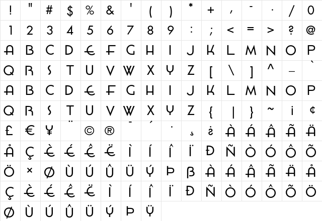 HamburgerSandwitch Regular Character Map