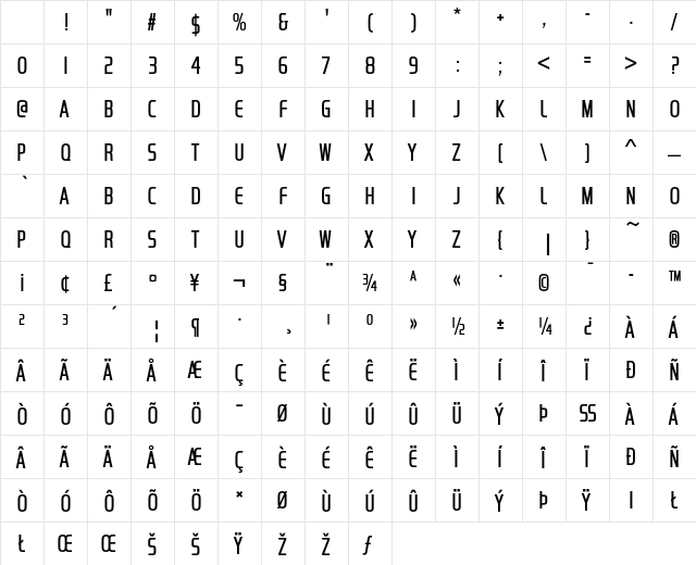 Handel Gothic Compress D Light Character Map Handel Gothic Compress D Light Character Map