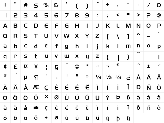 HandelGothicEF Medium Character Map