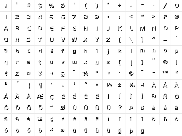 Handel Gothic Only Shadow D Light Character Map Handel Gothic Only Shadow D Light Character Map