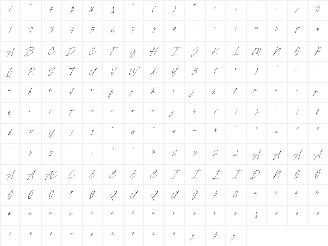 Hanifah Salamah Regular Character Map