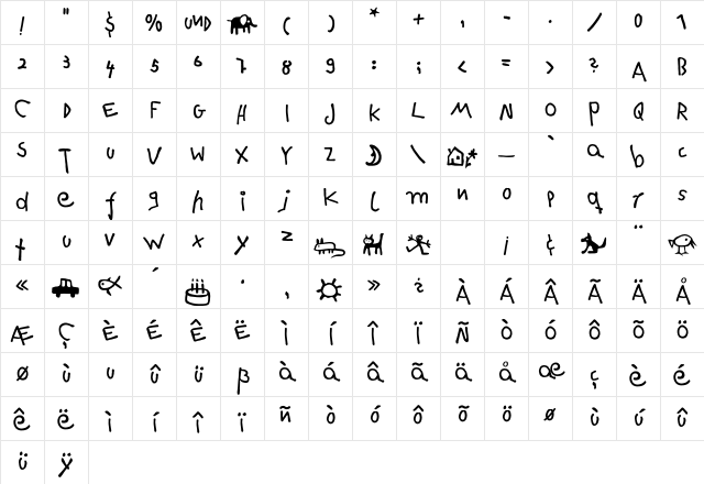 HanselEF Regular Character Map