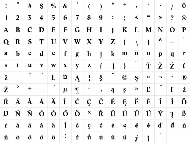 LifeTEE Bold Character Map LifeTEE Bold Character Map
