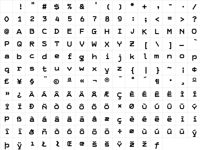 HardCase DemiBold Character Map HardCase DemiBold Character Map