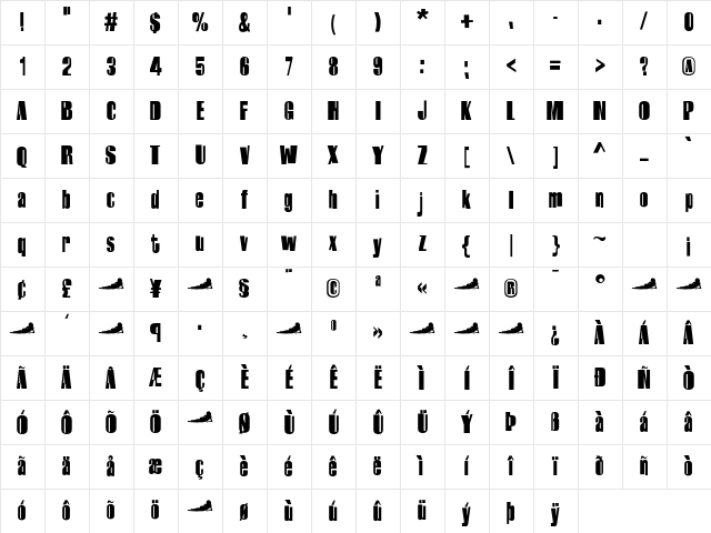 Harlem Bold Character Map